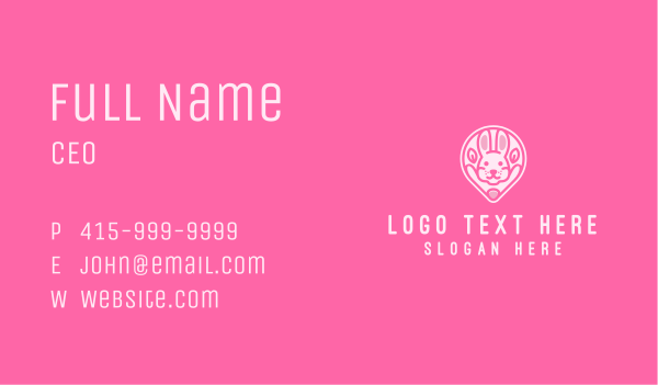 Pink Bunny Location Pin Business Card Design Image Preview