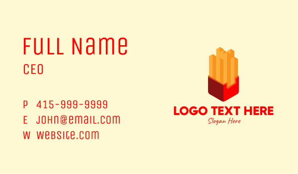 Isometric French Fries Business Card Design Image Preview