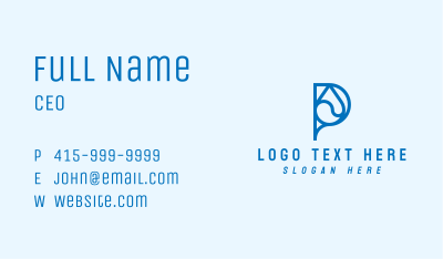 Blue Water Droplet Letter P Business Card Image Preview
