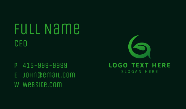 Eco Leaf Letter G Business Card Design Image Preview