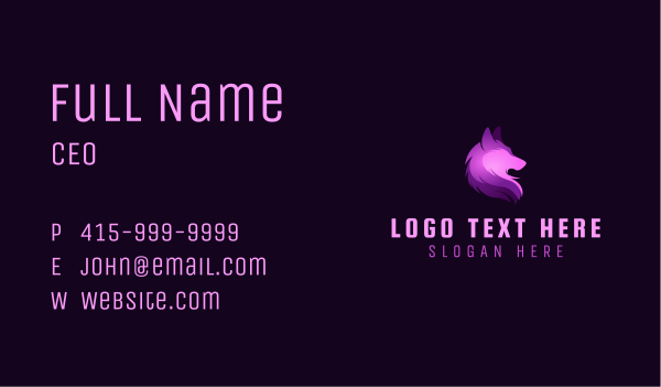 Purple Wild Wolf Business Card Design Image Preview