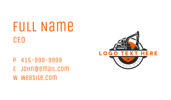 Backhoe Excavator Contractor Business Card Design Image Preview