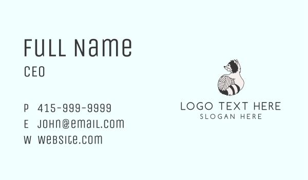Racoon Yarn Ball  Business Card Design Image Preview