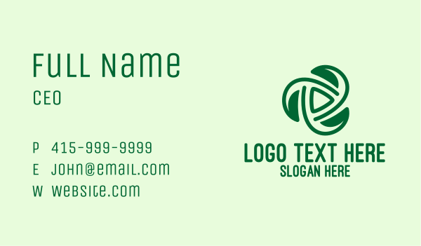 Green Leaf Spiral  Business Card Design Image Preview