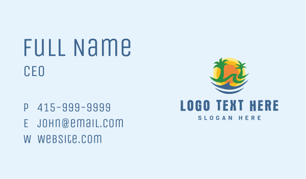 Palm Tree Beach Sun Business Card Design Image Preview