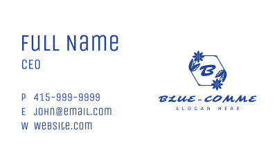 Classic Blue Floral Wreath Business Card Image Preview
