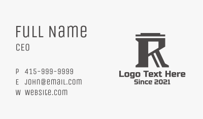 Gray Letter R Company Business Card
