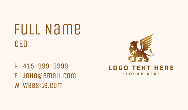 Golden Griffin Mythical Creature Business Card Design Image Preview