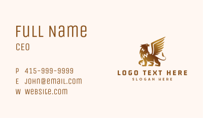 Golden Griffin Mythical Creature Business Card Image Preview