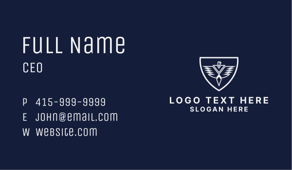 White Falcon Company Shield  Business Card Design Image Preview