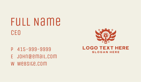 Piston Wings Gear Business Card Design Image Preview