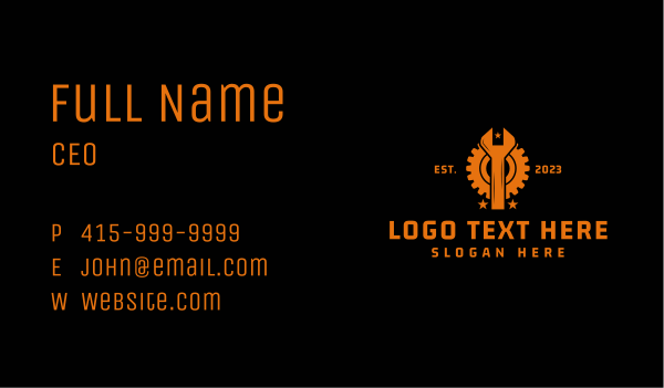 Cog Wrench Mechanic Business Card Design Image Preview