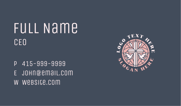 Christian Cross Dove Business Card Design Image Preview