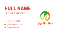 Round Green Orange Leaves Business Card Image Preview