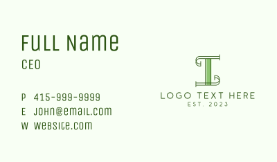 Classic Retro Letter I Business Card Image Preview