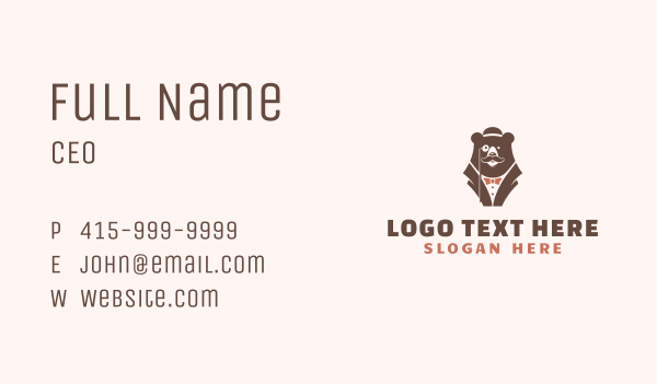 Gentleman Bear Suit Business Card Design Image Preview