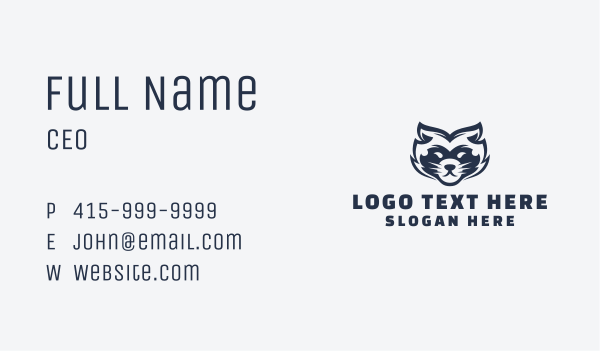 Tough Gaming Raccoon Business Card Design Image Preview