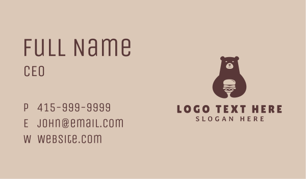 Brown Bear Hamburger Business Card Design Image Preview