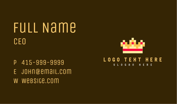 Pixelated Royal Crown Business Card Design Image Preview