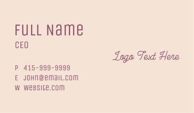 Cursive Feminine Wordmark Business Card Image Preview