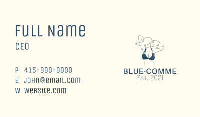 Blue Summer Stylish Lady  Business Card Image Preview