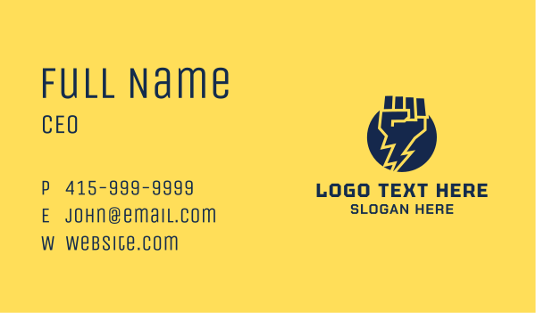 Electric Clenched Fist Business Card Design Image Preview