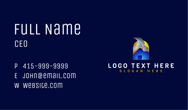 Construction Hammer Repair Business Card Design Image Preview