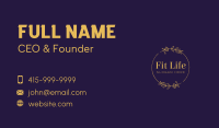 Golden Floral Wreath Business Card Design