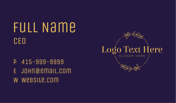 Golden Floral Wreath Business Card Design Image Preview