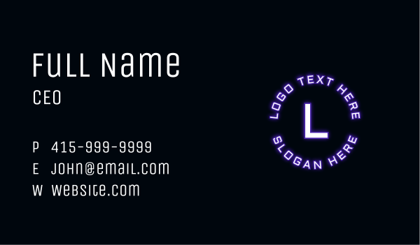 Glowing Neon Letter Business Card Design Image Preview