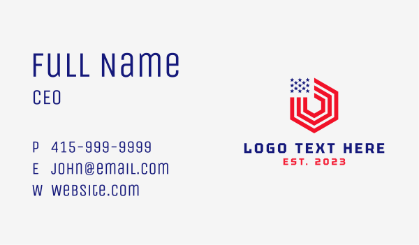 Hexagon American Flag Business Card Design Image Preview