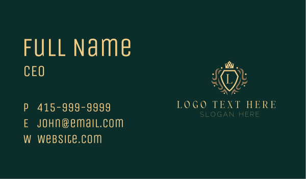 Ornamental Crown Shield Business Card Design Image Preview