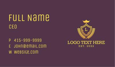 Royalty Shield Crest Business Card