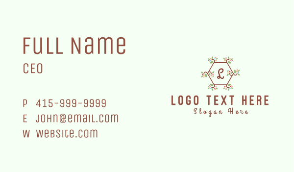 Natural Organic Letter Business Card Design Image Preview