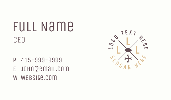 Hipster Handyman Wrench Business Card Design Image Preview