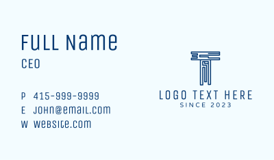 Digital Blue Letter T Business Card Image Preview