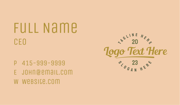 Quirky Retro Generic Wordmark  Business Card Design Image Preview