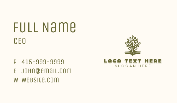 Tree Library Review Center Business Card Design Image Preview