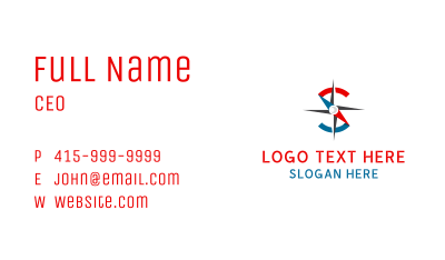 Blue Red Compass Letter S Business Card Image Preview