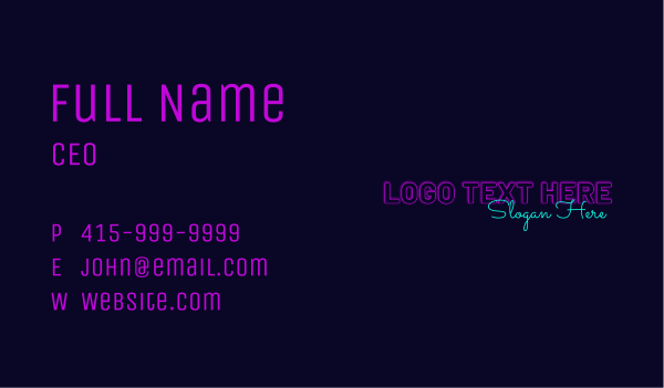 Neon Business Wordmark Business Card Design Image Preview