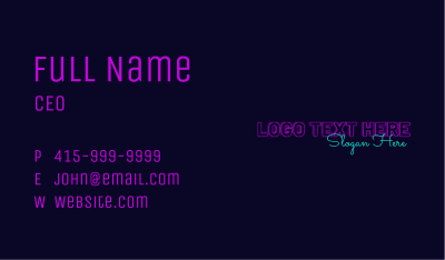 Neon Business Wordmark Business Card Image Preview