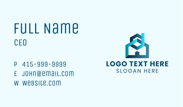 Blue Hexagon House Business Card Design