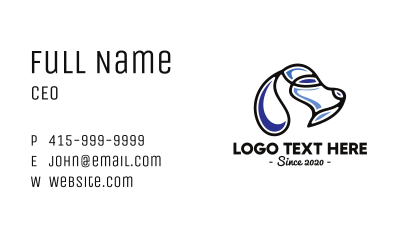 Abstract Blue Dog Outline  Business Card Image Preview