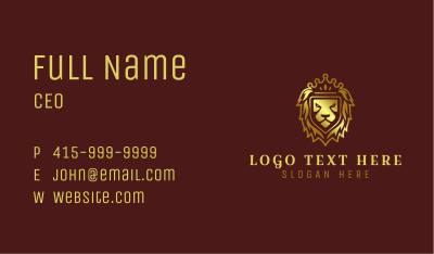 Gold Shield Lion Royalty Business Card Image Preview