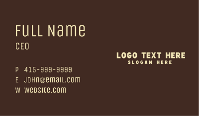 Yellow Masculine Wordmark Business Card Image Preview