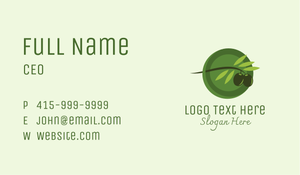Olive Branch Fruit Business Card Design Image Preview