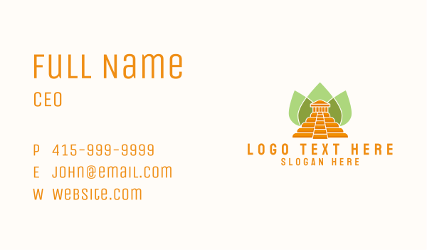 Ancient Temple Leaves Business Card Design Image Preview