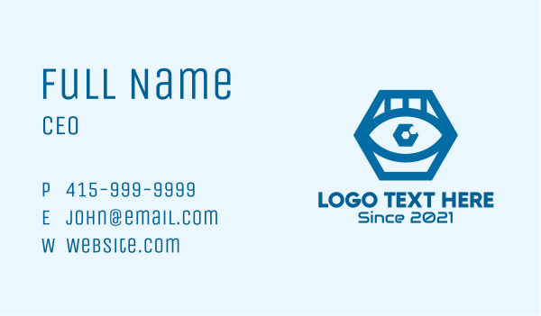 Blue Hexagon Eye  Business Card Design Image Preview