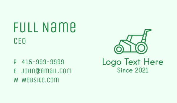 Green Lawn Mower  Business Card Design Image Preview