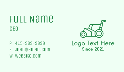 Green Lawn Mower  Business Card Image Preview